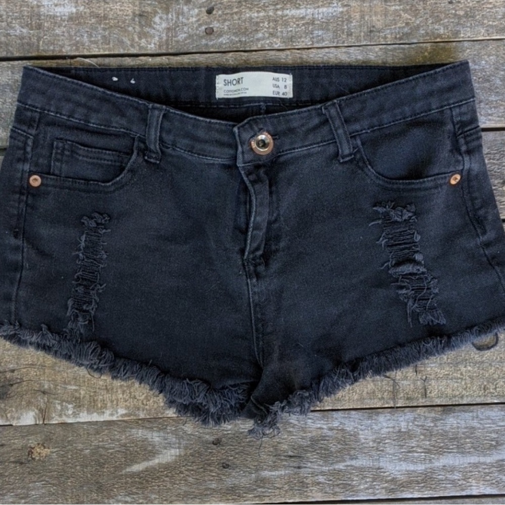 Cotton On Black denim cut off shorts 8